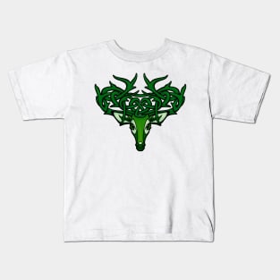 Celtic Deer with Knotted Antlers Green Kids T-Shirt